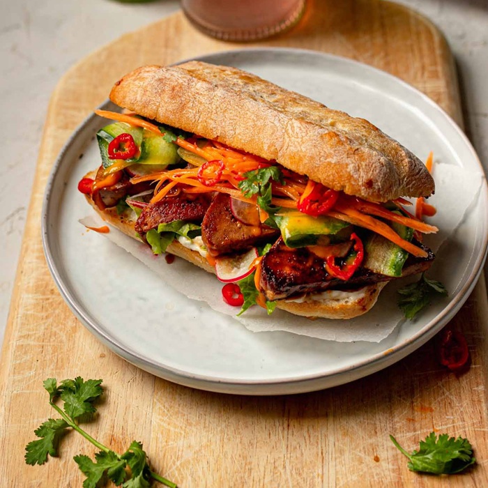 Loaded banh mi sandwich