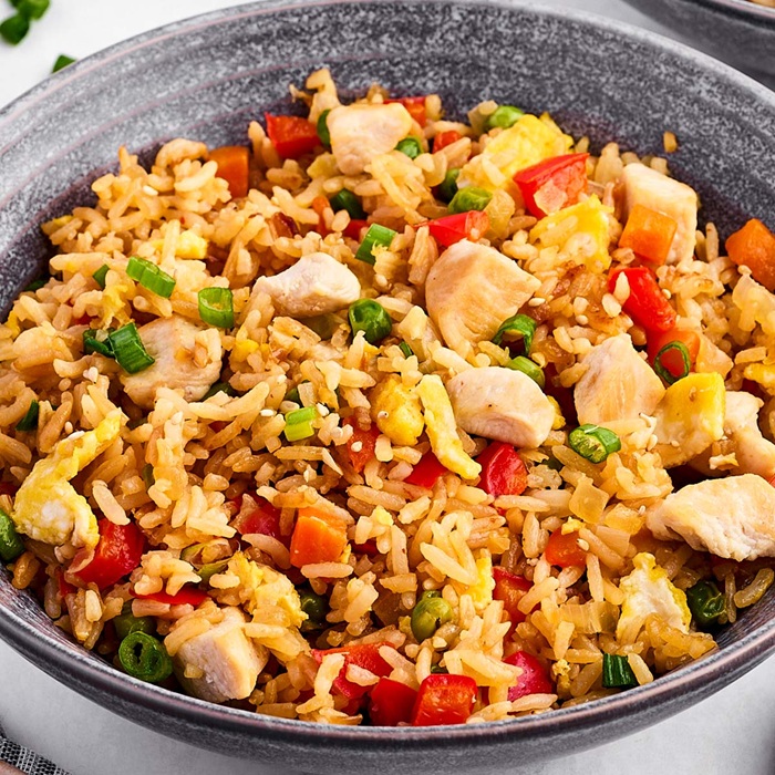 Plate of golden egg fried rice