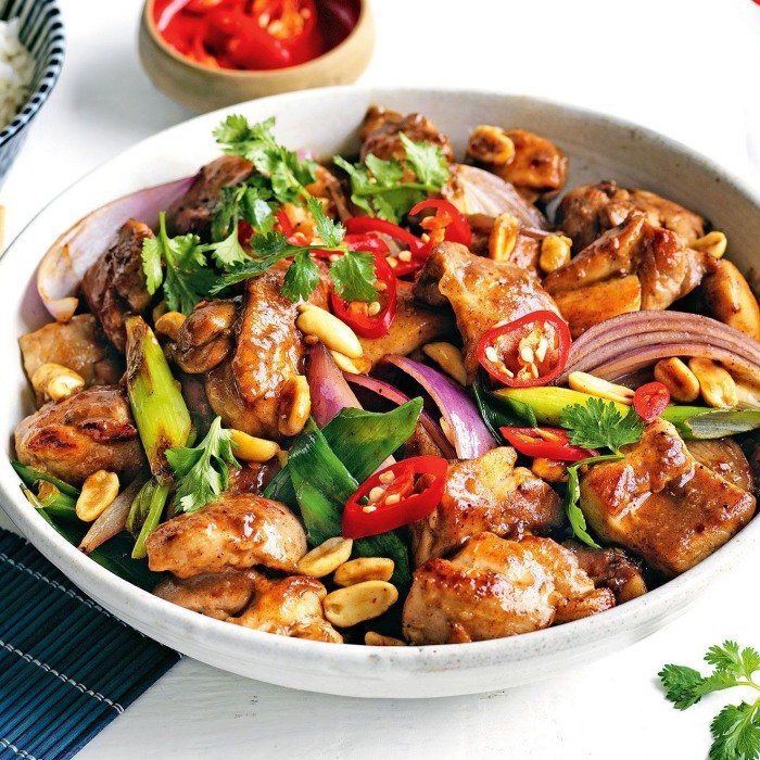 Kung pao chicken with peanuts and chilies